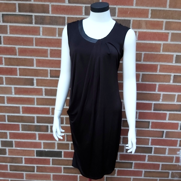 Kenneth Cole Reaction Black Dress w/ faux Leather - Picture 2 of 9